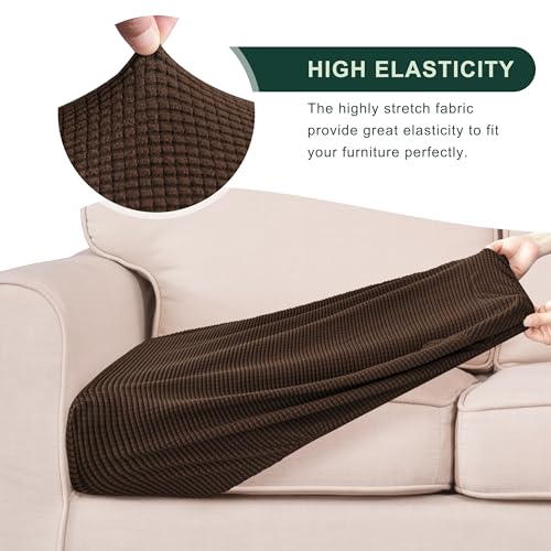 Image of CHUN YI 2PC Stretch Couch Cushion Covers, Sofa Seat Slipcovers Suitable for Armchair Loveseat Sofa with Spandex Jacquard Fabric(2pc,Chocolate)