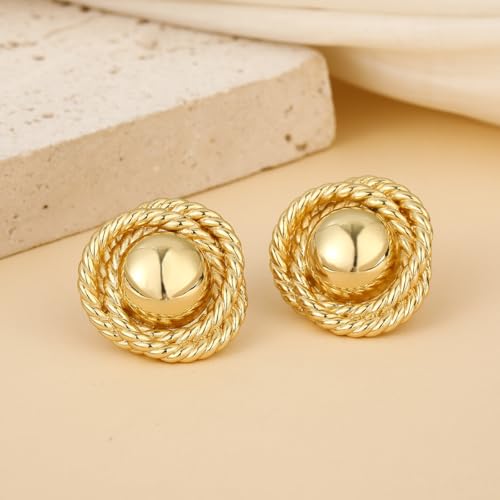 Clip On Earrings, 24K Chunky Women's Clip-on Earrings Gold Huggie Clips Trendy2