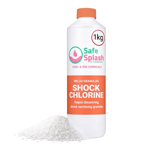 Safe Splash Granular Shock Chlorine 1kg Fast Acting Pool Shock Treatment Granules for Green & Cloudy Water Spa & Hot Tub Shock Treatment Easy Dosing for Clear Water