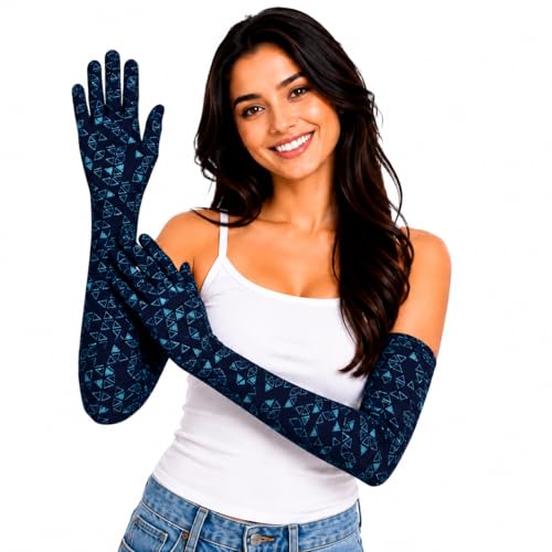 Image of Khillayox Cotton Sun Protection Printed Full Hand Long gloves for Women| UV Protection Sleeves Perfect for Cycling, Driving, Running, Football & Outdoor Activities- Pair of 1