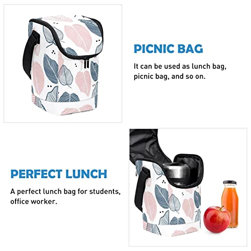 Bolsa de almuerzo reutilizable con estampado de hojas lonchera pequeña 3