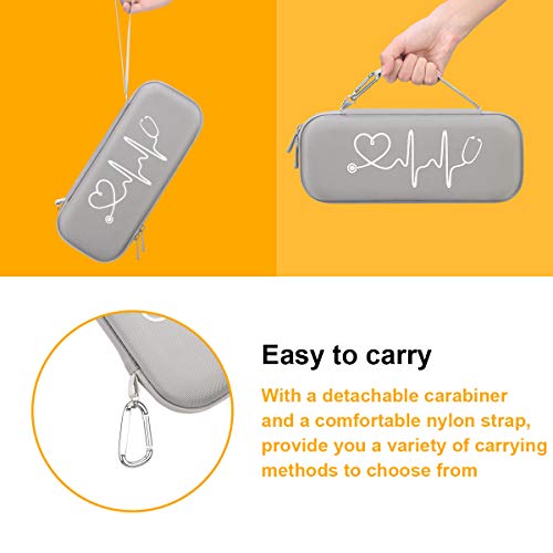 BOVKE Carrying Case for 3M Littmann Classic III, Lightweight II S.E, Cardiology IV Diagnostic, MDF Acoustica Deluxe Stethascopes - Extra Room for Taylor Percussion Reflex Hammer and Penlight, Gray