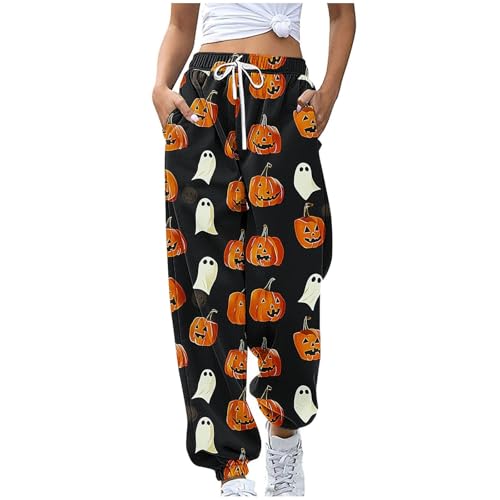 Halloween Sweatpants Girls 2025 High Waisted Cinch Bottom Baggy Active Joggers Novelty Lounge Running Pants 3-14T