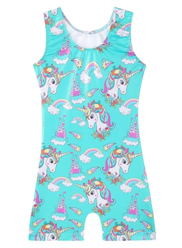 Leotards for Girls Gymnastics Toddler Dance Biketards Mermaid Unicorn Athletic Dance Wear Shiny Rainbow Blue Hotpink