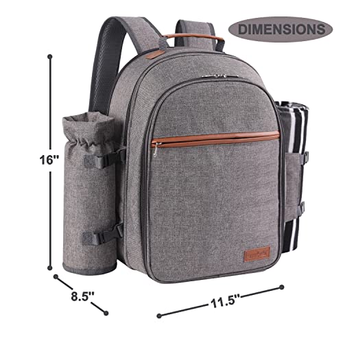 Apollo Walker Picnic Backpack Set for 2 Person with Cooler Compartment, Detachable Bottle/Wine Holder, Fleece Blanket, Plates and Cutlery Set by apollo walker - Image 6