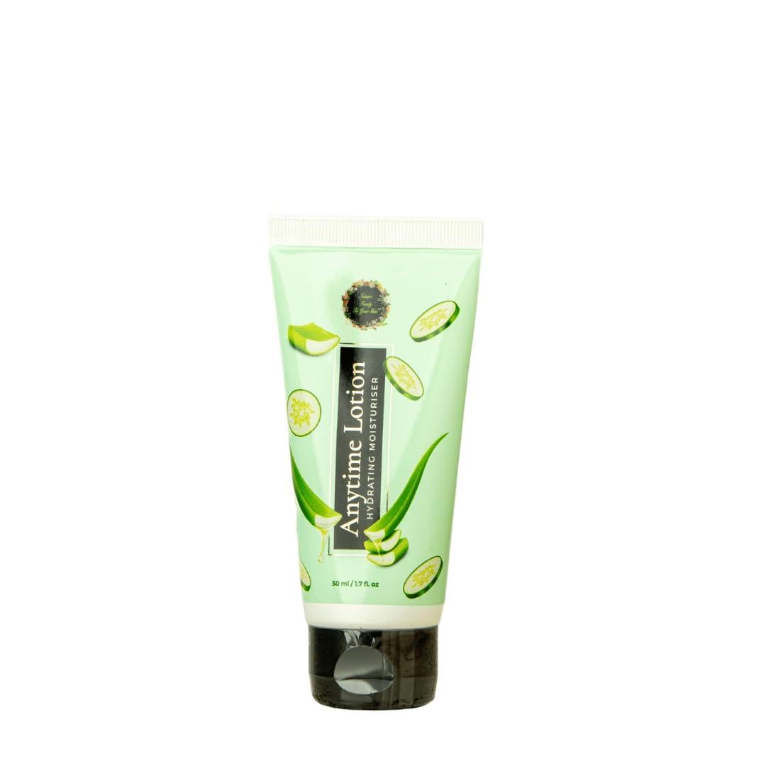 Anytime Lotion | Lightweight Aloe Vera & Cucumber Extract Moisturizer for Instant Hydration and Nourished Skin, Suitable for All Skin Types | 50g