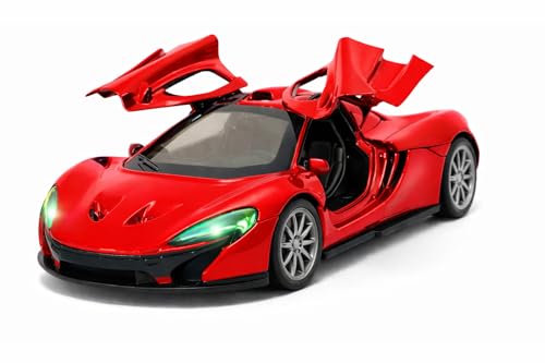 Image of Brand Conquer 1:36 Diecast Model Car with Openable Doors - Alloy Metal Toy Sports Car for Kids & Collectors, Highly Detailed Mini Vehicle for Play & Display (Mclaren 1:32 Red)