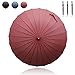 Becko Manual Open & Close Umbrella Long Umbrella with 24 Ribs, Durable and Strong Enough for the Wind and Rain, Easy to Carry on Your Back By Its Own Bag - Red