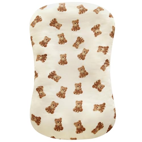 Image of LifeTree Muslin Baby Lounger Cover, Newborn Slipcover Lounger Cover for Boys Girls Infant, Soft 70% Viscose from Bamboo and 30% Cotton, Cover Only, Bear Pattern,