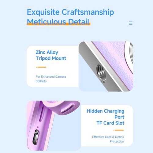 Appareil photo numerique 4k compact violet cadeau pour ado - 5