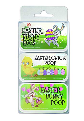 Easter Poop Mints - Novelty Sugar-Free Candy Mint Tins Gag Gifts (Set Of 3) Funny Easter Idea For Adults, Teens, Kids