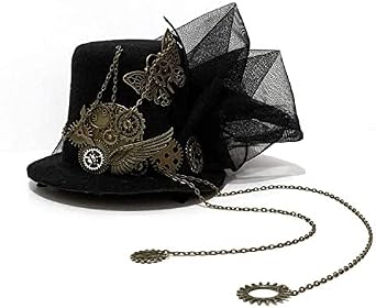 Girl/Women Punk Steampunk Victorian Gears Mini Top Hat Costume Hair Accessory Black
