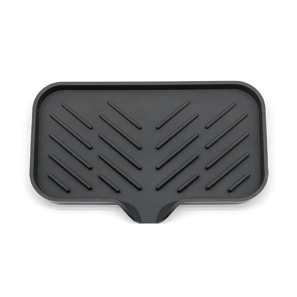 CTRLZS Self Draining Soap Bar Holder Silicone Kitchen Sink Soap Dish Tray Counter Organizer Easy Install Easy to Use L Black