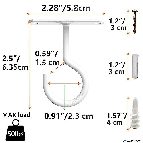 Ceiling-Hooks-Heavy-Duty-2-Pack-Plant-Hooks-for-Ceiling-Hanging-Hook-for-Hanging-Basket-Hook-Light-Bird-Feeders-Wind-Chimes-Decor-Indoor-Outdoor-White-2-Pack-Square-style-ceiling-hooks-for-hanging-pla