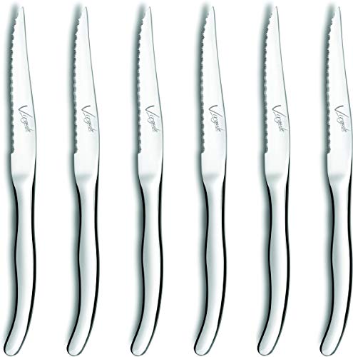 Richardson Sheffield 056100PE11BR6 Virgule Mirror - Juego de cuchillos para carne (6 piezas), color plateado