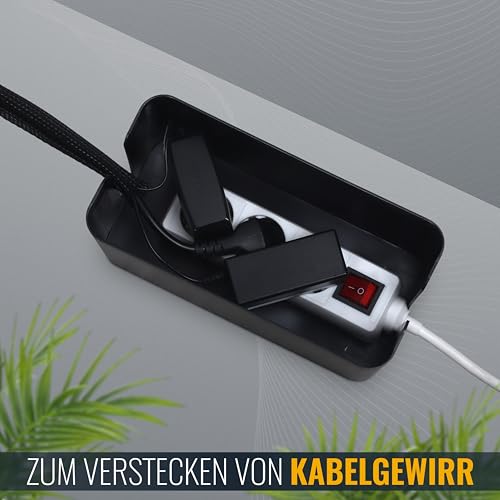 RICOO Kabelbox, Kabelmanagement Box Z2301-B, Kabel Organizer Box 23,5 x 11,5 x 12 cm, Aufbewahrungsbox zum Verstecken von Steckdosenleisten, Adaptern und Kabeln, Kabelsammler, Schwarz