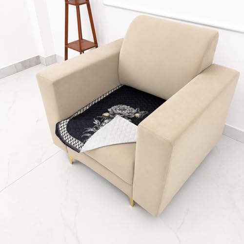 Image of Homerz 'Brooklyn Series' Premium Sofa Cover | Quilted Floral Design | Non-Slip Washable Sofa Protector | Soft Anti Slip Fabric (Ny Grey, 1 Seater, Only Seat Cover)