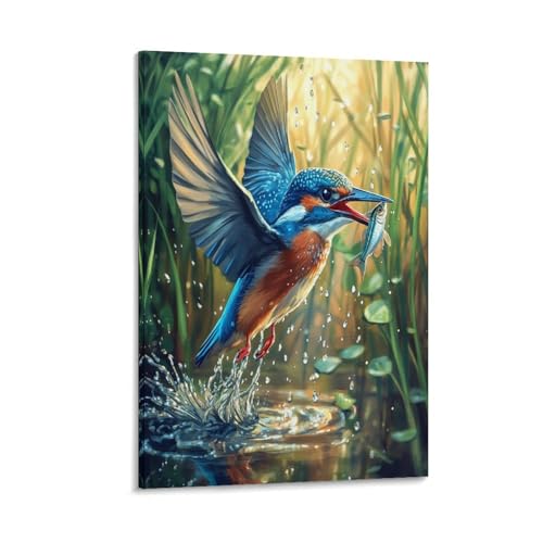 Impression sur toile martin-pêcheur de qualité supérieure 50x75cm