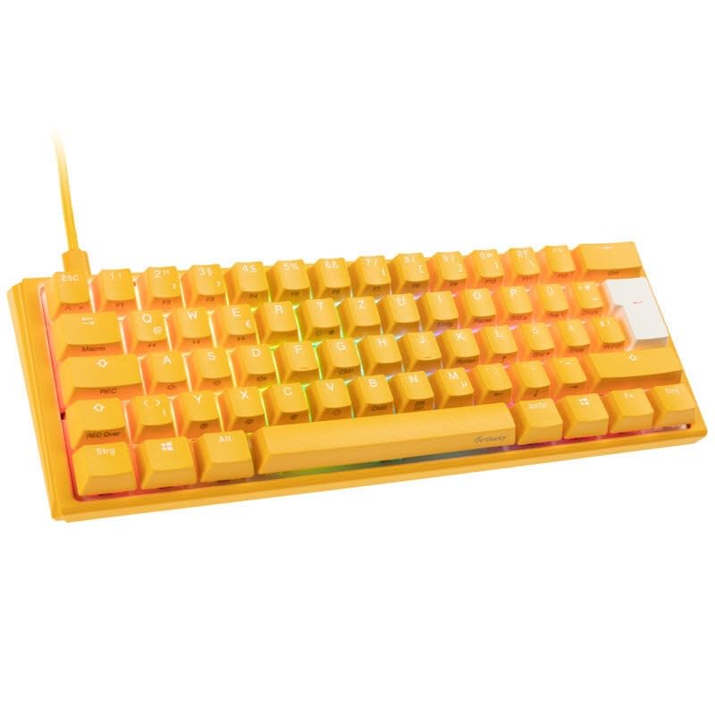 Ducky One 3 Yellow - Mechanische Gaming Tastatur Deutsches Layout im Mini-Format (60% Keyboard) mit Cherry MX Red Switches, Hot-Swap-fähig und RGB-Beleuchtung