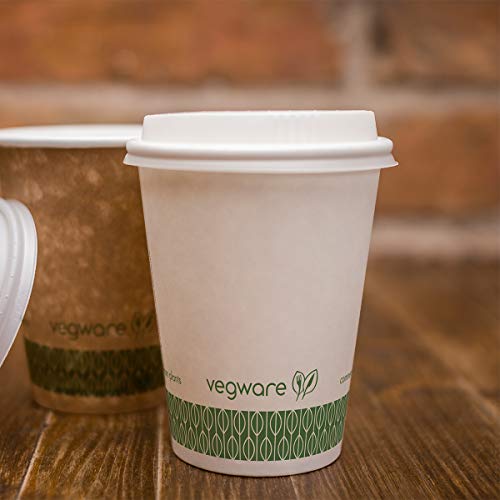 Vegware Compostable Disposable 8oz Coffee Cups, Case of 1000, White Single Wall Kraft Paper Cup, Lined, Sustainable Board With a Plant Based PLA Lining, Choice of Series 79 Lids by Vegware - Image 2
