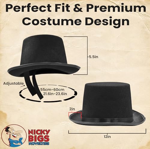 image for Nicky Bigs Novelties Tall Black Top Hat For Adults – Magician Top Ha