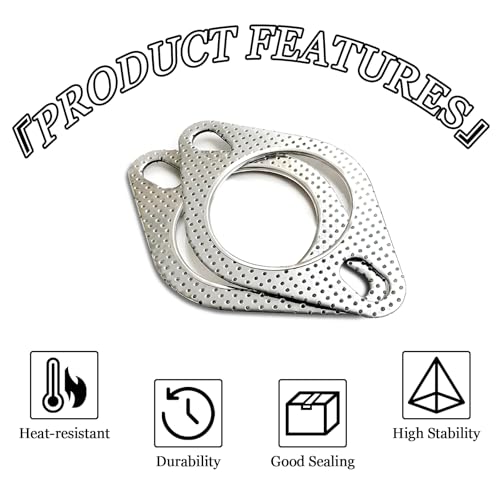 Image of 2PCS Car Exhaust Gasket + 4PCS Exhaust Bolts, 2-Bolt 2.5-Inch Exhaust Flange Gasket Replaces OEM#120-06310-0002, Exhaust Manifold Gasket Kit, Car Accessories for Cars Trucks (2.5inch)