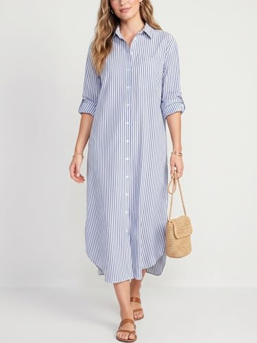 Image of Kuraki Women's Casual Print Button Front Maxi Shirt Dress