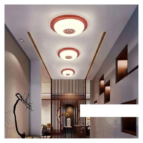 Plafonnier LED en bois solide de style chinois pour un éclairage de couloir élégant
