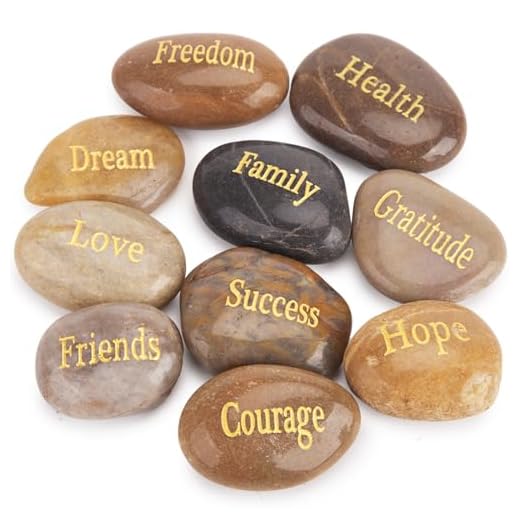 BigOtters Engraved Inspirational Stones, 10 Different Words Encouragement Amulets Gift Stones for Friends and Family as Meditation Decorations Birthday or Holiday Graduation Gift