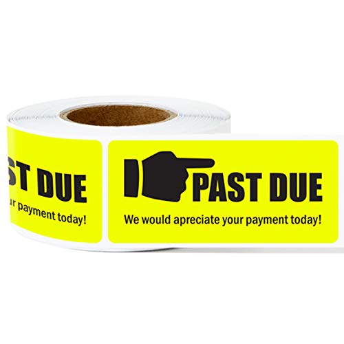 Autocollants Past Due étiquettes jaune vif pour relance loyer et facture impayée