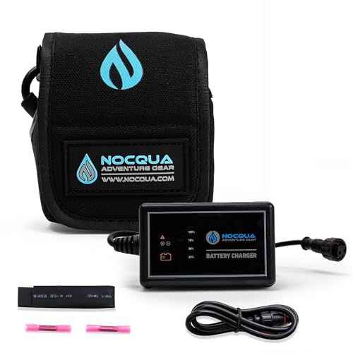 Image of Nocqua Pro Power 12 Volt Lithium Battery & Charger Kit for GPS, Fish Finders & Depth Finders, Compact & Portable Kayak Battery Power Solution for Marine Adventure, Kayaks & Boating