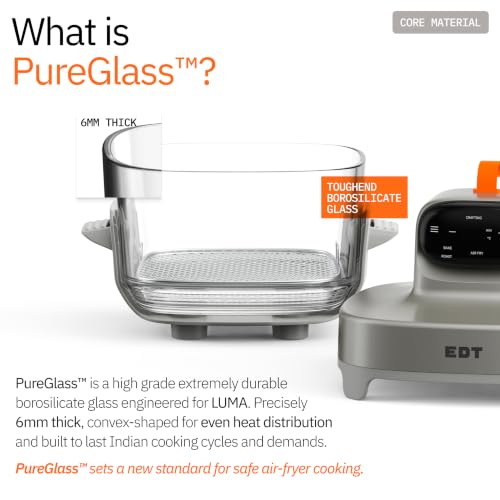 Image of EDT Luma ZERO COATING PureGlass Air Fryer Oven | 4.5L Bowl | 6-in-1 Multi Function | 100% Toxin Free No Ceramic PFAS, PTFE, PFOA | 1500W | NutriRetain