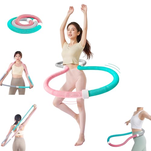 【2025最新改良 スピードファット燃焼】フラフープ フィットネス ソフトスプリングフラフープ 折りたたみ式 ポータブル コンパクト 異臭がない 腰に優しい 重 PVCソフト素材 筋トレ （ウエスト・背中・脚・胸）み付け フラ サークル 有酸素運動 静音 室内 収納 省スペース 簡単男女兼用 (ピンクグリーングレー)のサムネイル