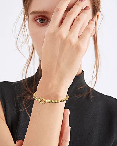 HIPYGOTO Twisted Cable Wire Bracelets for Women, Stainless Steel Designer Brand Inspired Cuff Bangle Bracelet Fashion Christmas Jewelry Gift2