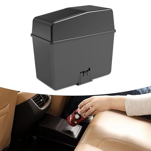 Image of 1 PC Car Trash Can, 8.2 inch x 7.8 inch x 3.9 inch Multifunctional Push Type Waterproof Storage Box, with Lid Isolate Odor Detachable Structure Trash Can, Universal Portable Organizer for Car Home (Black)