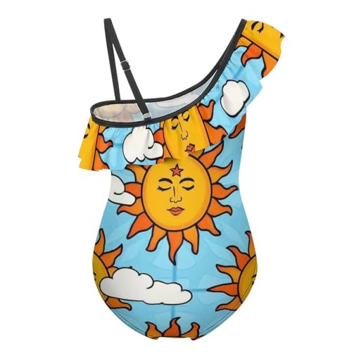 Girl's One Shoulder Swimsuit Summer Floral Ruffle Cute One Piece Bathing Suit2