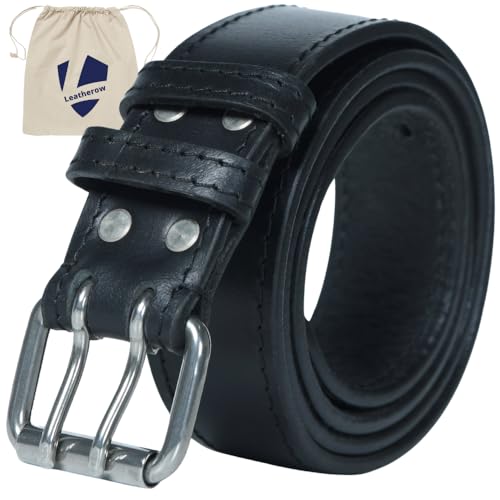 Full Grain Leather Double Prong Belt - 12-13 oz Heavy Duty Belt for Work, Concealed Carry, and Everyday Use