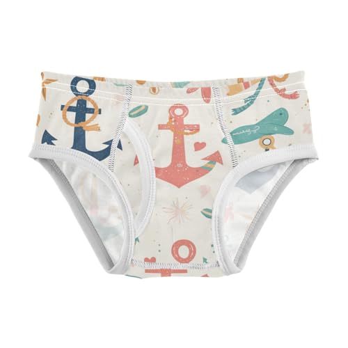 KLL Nautical Themed Simple Anchors Toddler Boys' Comfort Underwear Breathable Children Panties