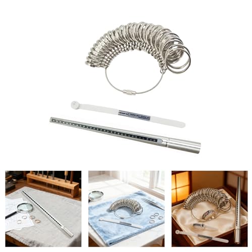 Medidor de anillos de metal duradero con diseño portátil para dimensiones exactas 3