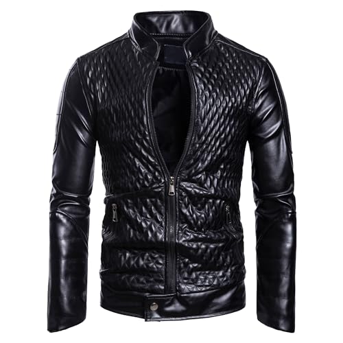 Veste moto en cuir homme ZDJSWJ blouson bomber léger PU col montant
