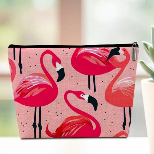 Bolsa de maquiagem de flamingo rosa, bolsa de viagem, presente de flamingo, estética, bolsa de higiene pessoal, presentes de aniversário de Natal para mulheres, meninas, irmãs, amigas, esposa, amantes