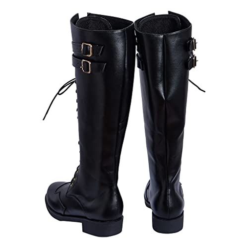 Dunhao Cos Medieval Renaissance Pull On Mid Calf Gothic Boots Flat Jazz Boots Black Us 13/Ch 46 #TOP2