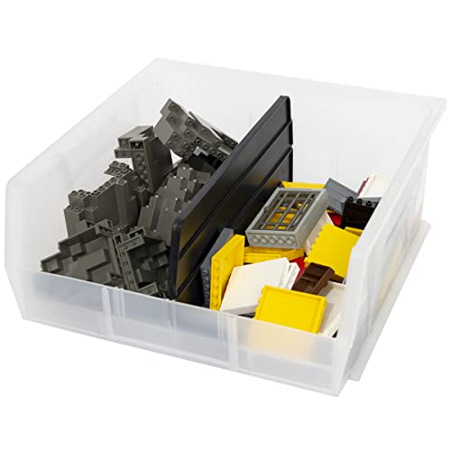 Image of Akro-Mils 40230 Plastic Length Dividers for AkroBins Stackable Storage Bins Models 30230, 30235, 30255, Custom Storage Inserts for Tools, Crafts & Supplies, 6-Pack, Black