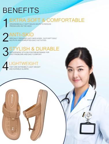 Image of HEALTH FIT EXTRA SOFT Women's Comfortable Memory Foam Doctor Slippers /Flip-Flops|Fashionable Casual & Stylish|Lightweight & Breathable|Outdoor Synthetic Casual Chappals Sandals Ladies & Girls HF28