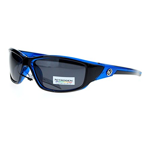 Nitrogen Polarized Mens Classic Oval Plastic Warp Sport Sunglasses Blue