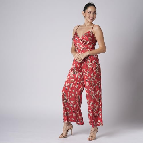 Image of Globus Women Yellow Solid Wrap V-Neck Jumpsuit-3640450001