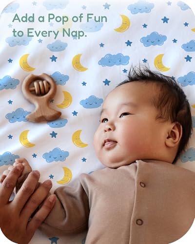 Image of Pack and Play Sheets Fitted 2 Pack, 38x26 Graco Pack n Play Sheets for Playard & Travel Crib Mattress, Ultra Soft Jersey Knit, Breathable Stretchy Deep Pocket, Compatible with Mini Cribs