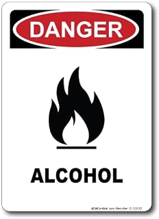 Danger Chemical Alcohol Safety Sign - Danger, Durable Compliance for Digital Printing with Chemicals for Indoor/Outdoor Use, Weatherproof, Designed for Workplace Safety- Plastic – 7” x 5”