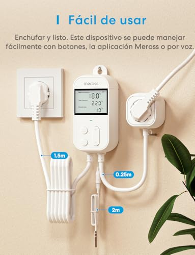 Miniatura 3 de Meross Inteligente Enchufe De Digital Termostato Con Sonda, 2, 4ghz Wifi Controlador De Temperatura Enchufe Termostato 16a 3840w, Compatible Con Apple Homekit, Alexa Y Google Home