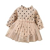 Newborn Baby Girls Tutu Romper Dress Clothes Ruffle Neck Tulle Patchwork Long Sleeve Polka Dot Bodys